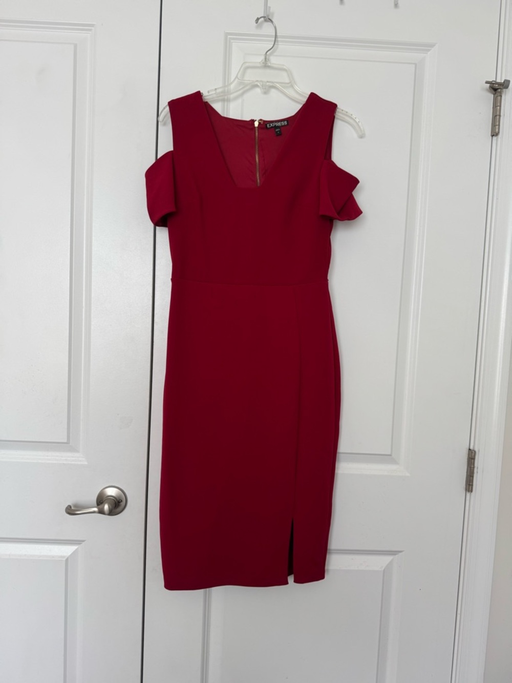Express Red Cold-Shoulder Midi Sheath Dress size 6
